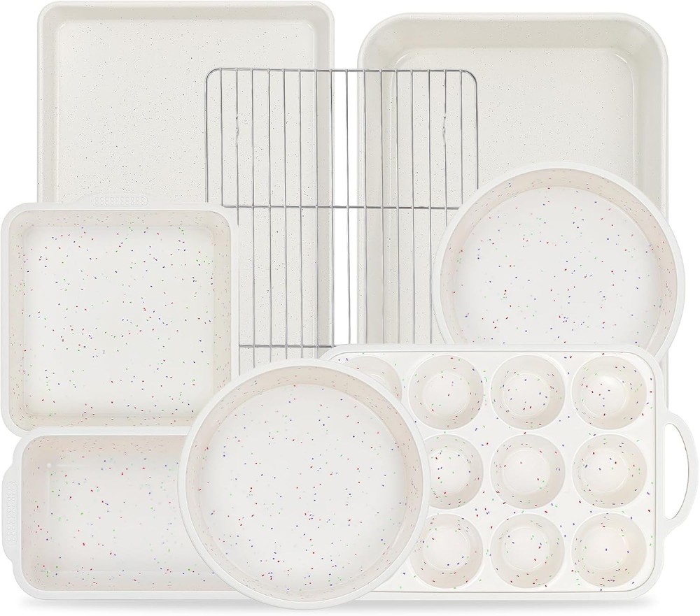 6-Piece Baking Pans Set Nonstick Bakeware Set includes Silicone Muffin Loaf Cake