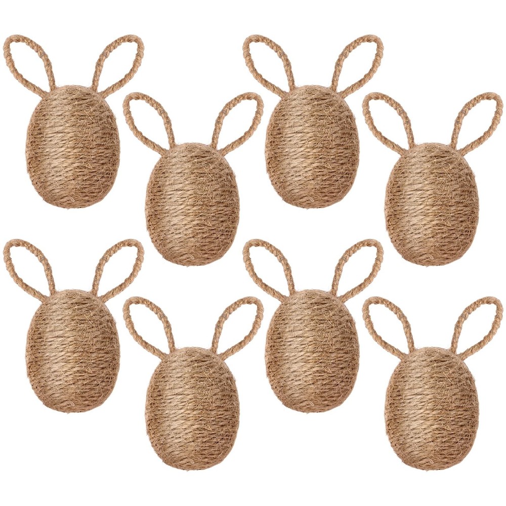 Halloscume 8 Pcs Farmhouse Easter Egg Linen Rope Eggs Rustic Easter Hunt Orna...