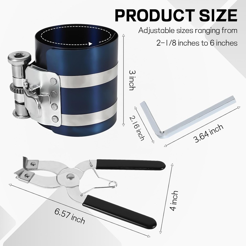 Car Engine Piston Ring Installer Removal Kit, Compressor with...