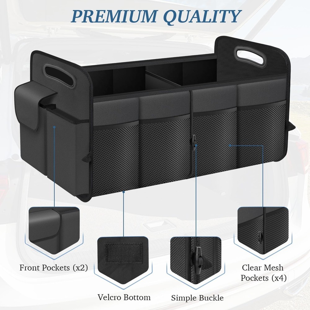 Trunk Organizer, Collapsible Waterproof Multi-Compartment Trunk Organizer for...