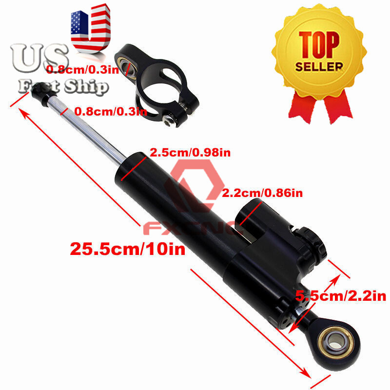 CNC Universal Steering Stabilizer Damper Linear Control Safety Black Aluminum