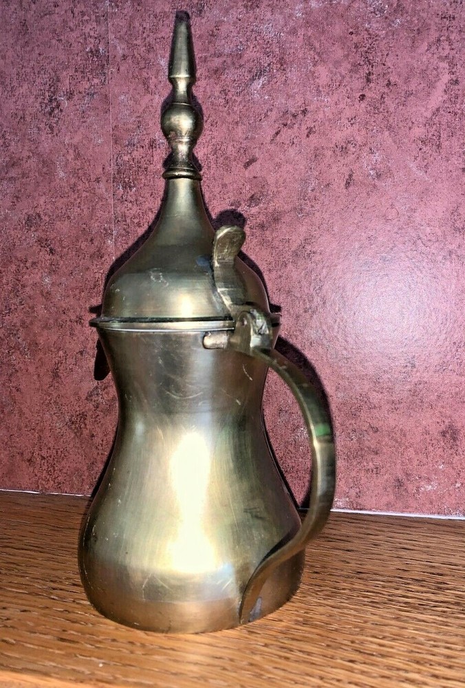 Antique Brass Coffee Pot Islamic Arabic Middle Eastern 8"
