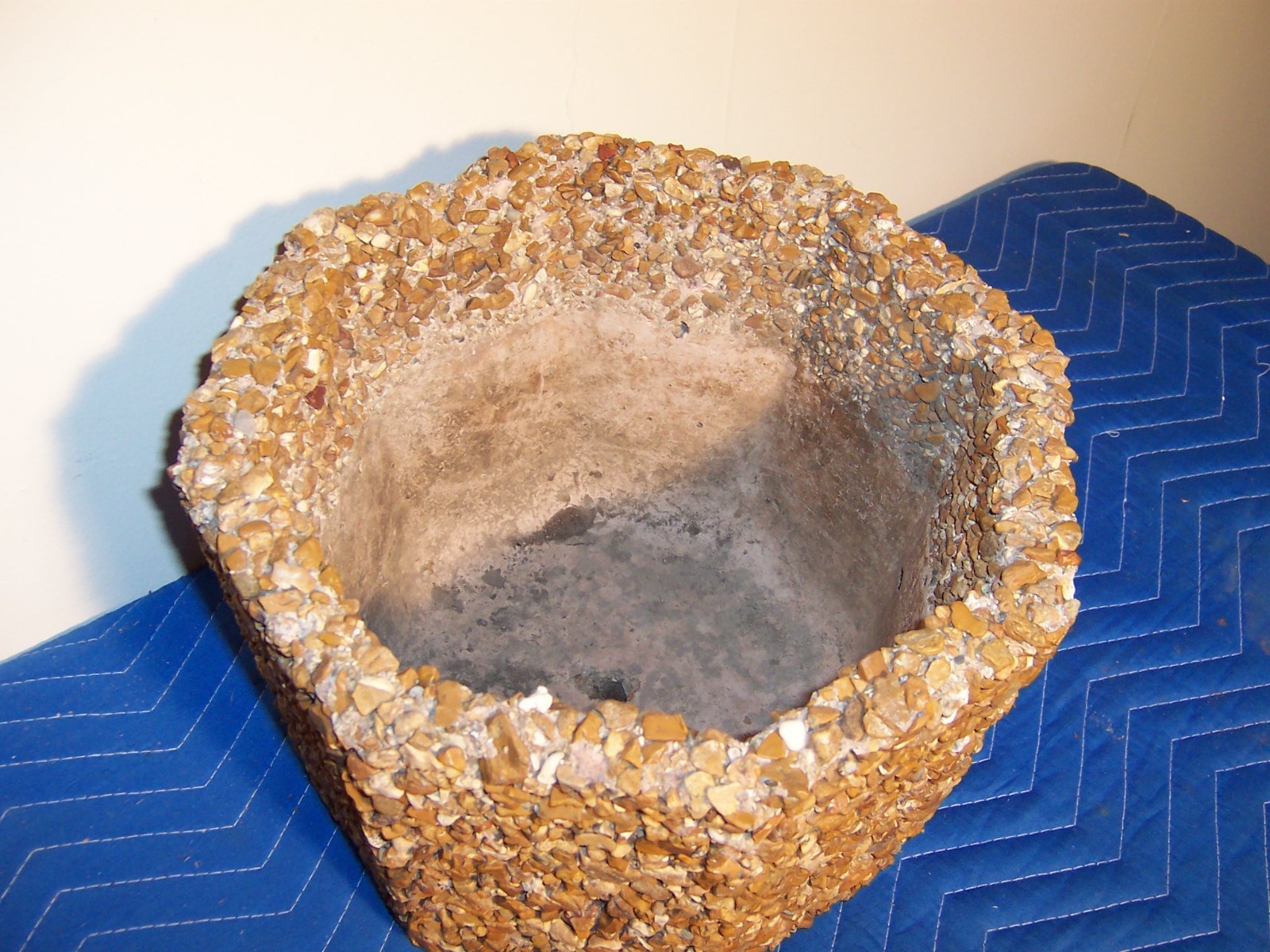 Vintage Exposed Aggregate Octagon Concrete Garden Planters Pair