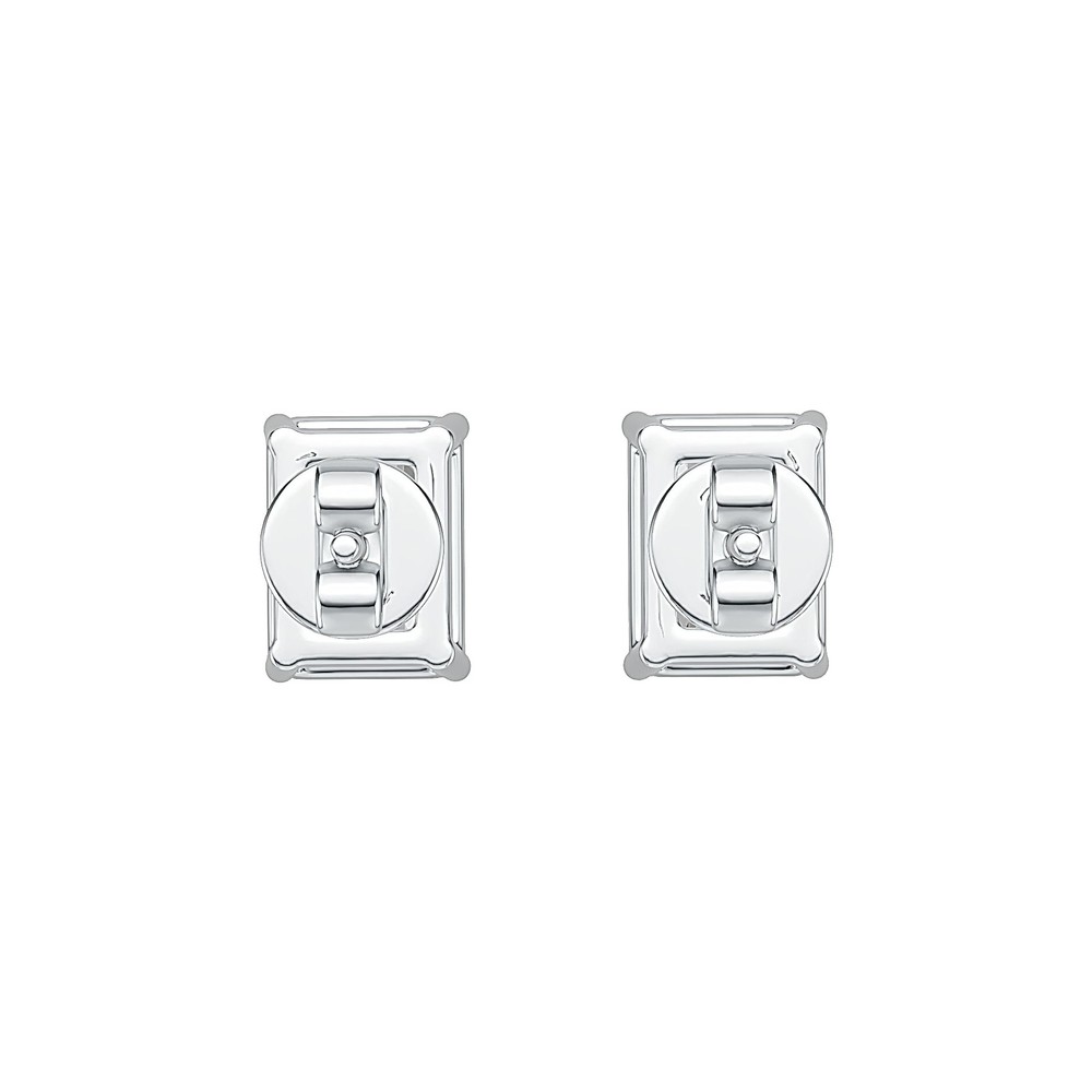 Sterling Silver Semi Mount Earrings Setting Emerald OCT 8X6mm