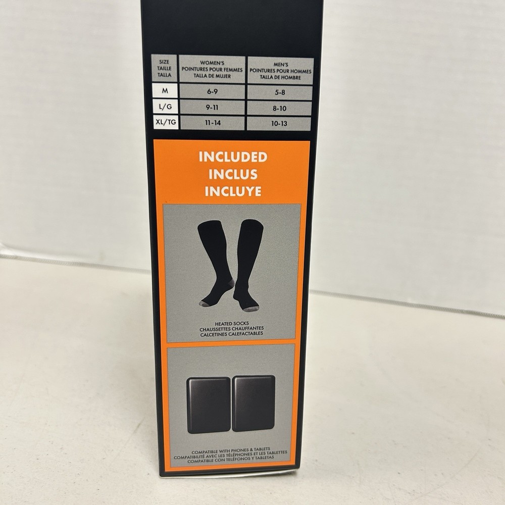 Rechargeable Heated Socks 32 Degrees - Size L - Black - OPEN BOX