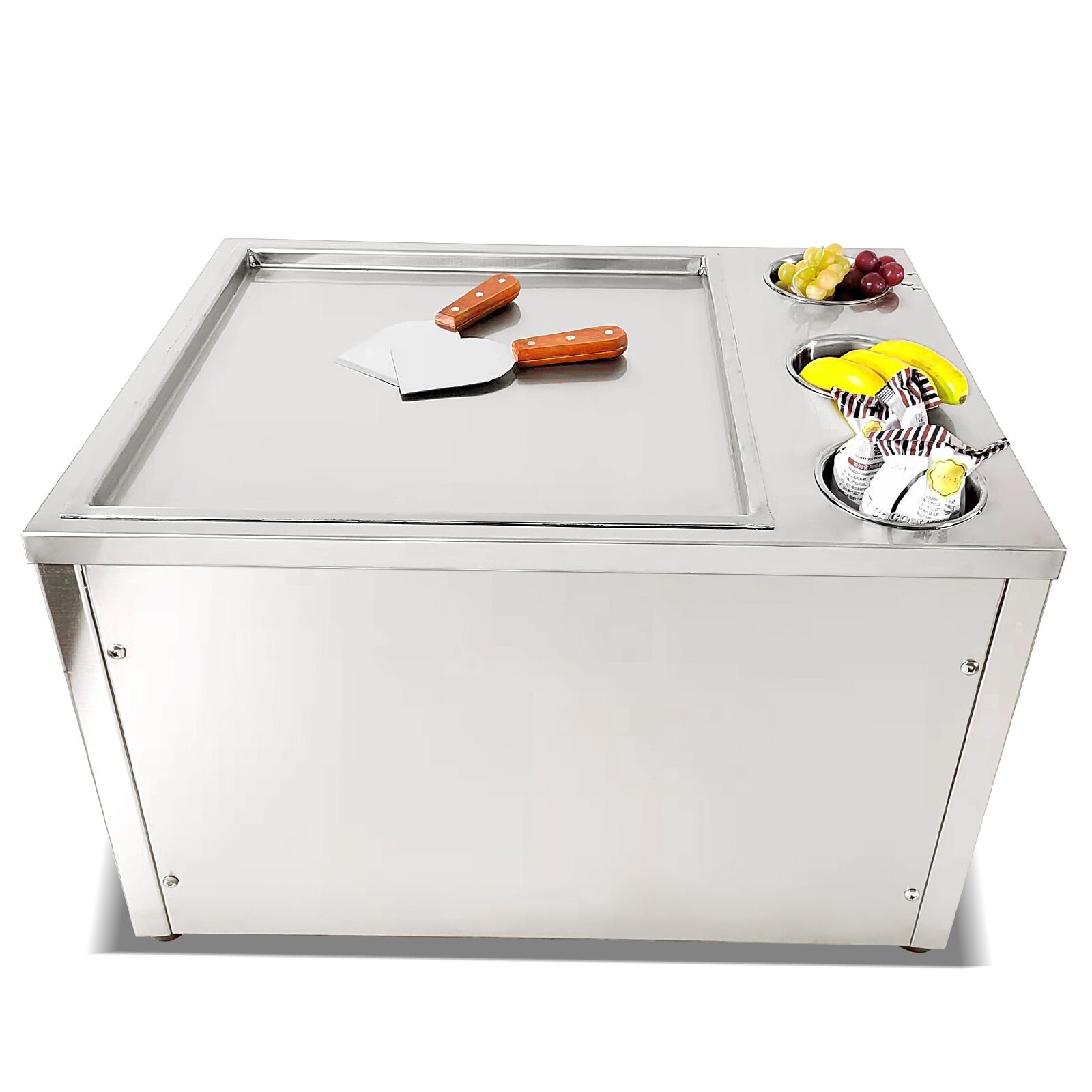 Kolice commercial 45x45cm fry ice cream machine, single square ice pan - 3 tank