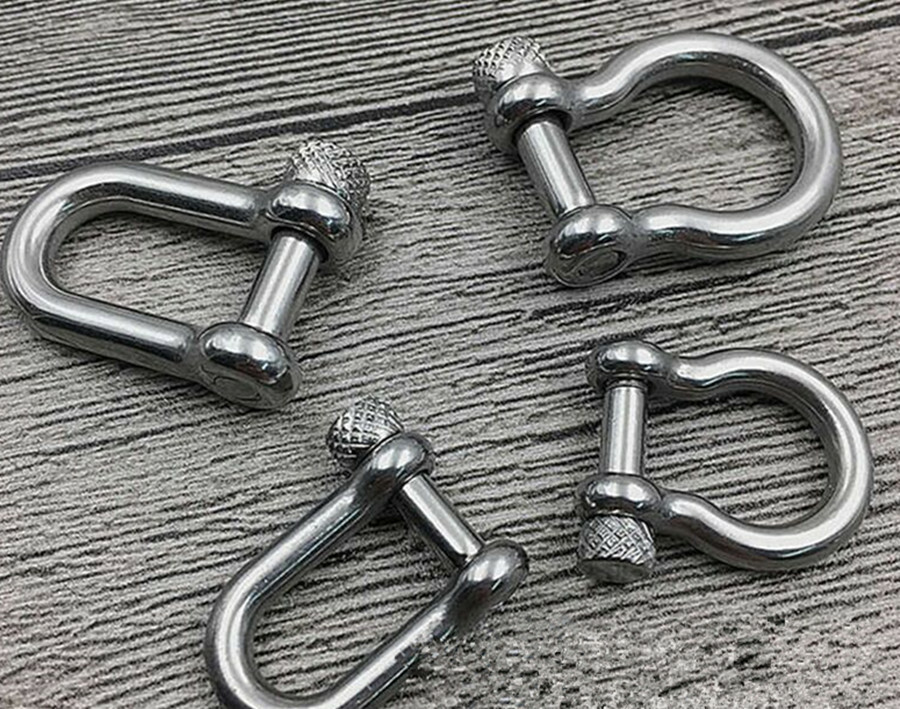 Stainless D Bow Ring Shackle Screw Pin Joint Connect Keychain Anchor Chain Hook