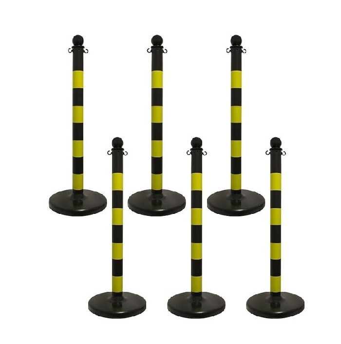 MrChain 96429-6 Stripped Medium Duty Stanchion 40" Height 6 Pack