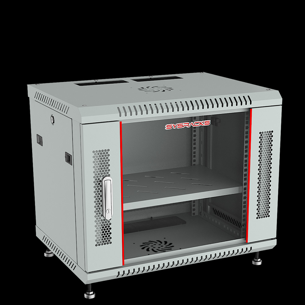 9U Wall Mount Server Rack Network Cabinet Data AV 24-inch Depth Locking GREY