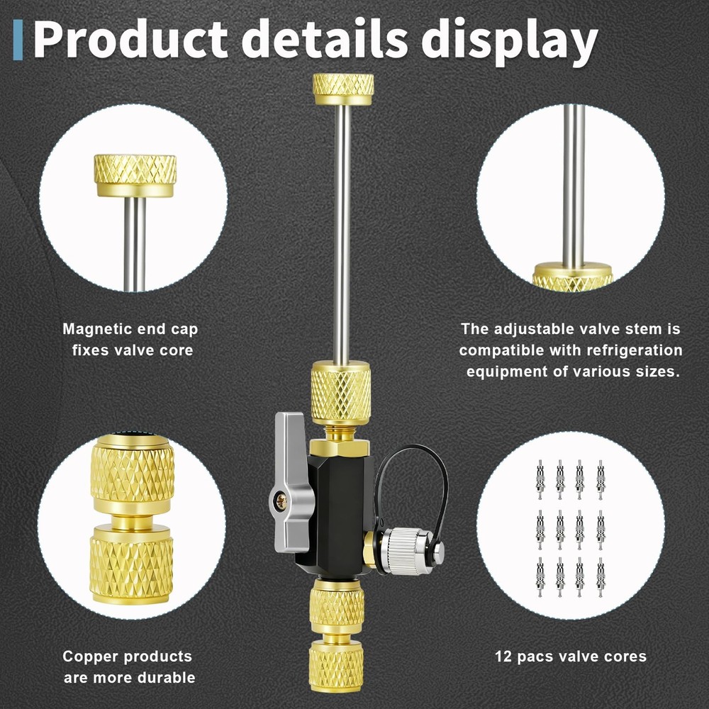 HVAC Valve Core Removal Tool, Mega Flow Vacuum-Rated Valve Core Removal Tool,...