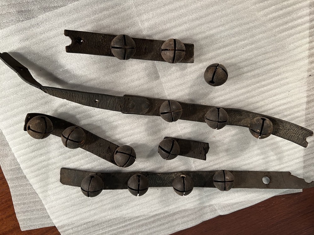 14 Harness Bells on Antique/broken Leather