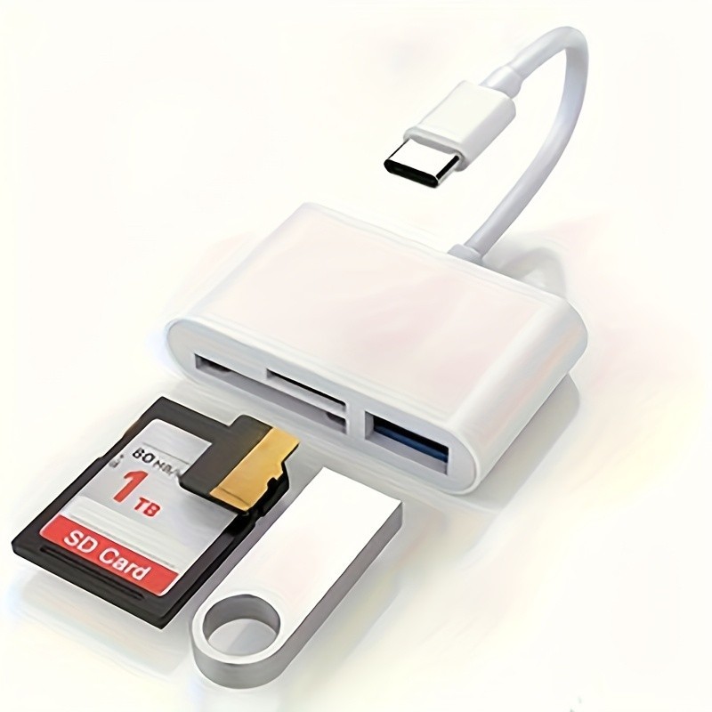 Type C SD TF Card Reader 3in1 Memory Adapter for Phone Laptop Tablet