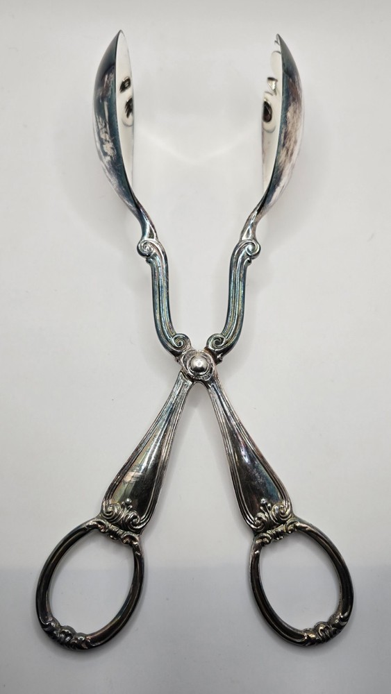 Gorham Heritage Silverplate Salad Tongs w/ Box Italy Vintage Tarnished
