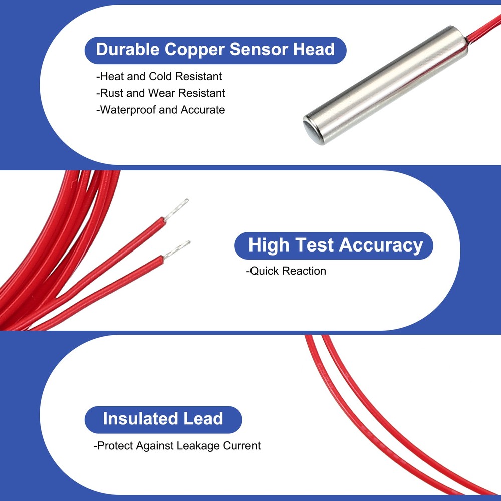 NTC Temperature Sensor, 20K 39 Inch 3950 1% Copper Temperature Sensor Probe