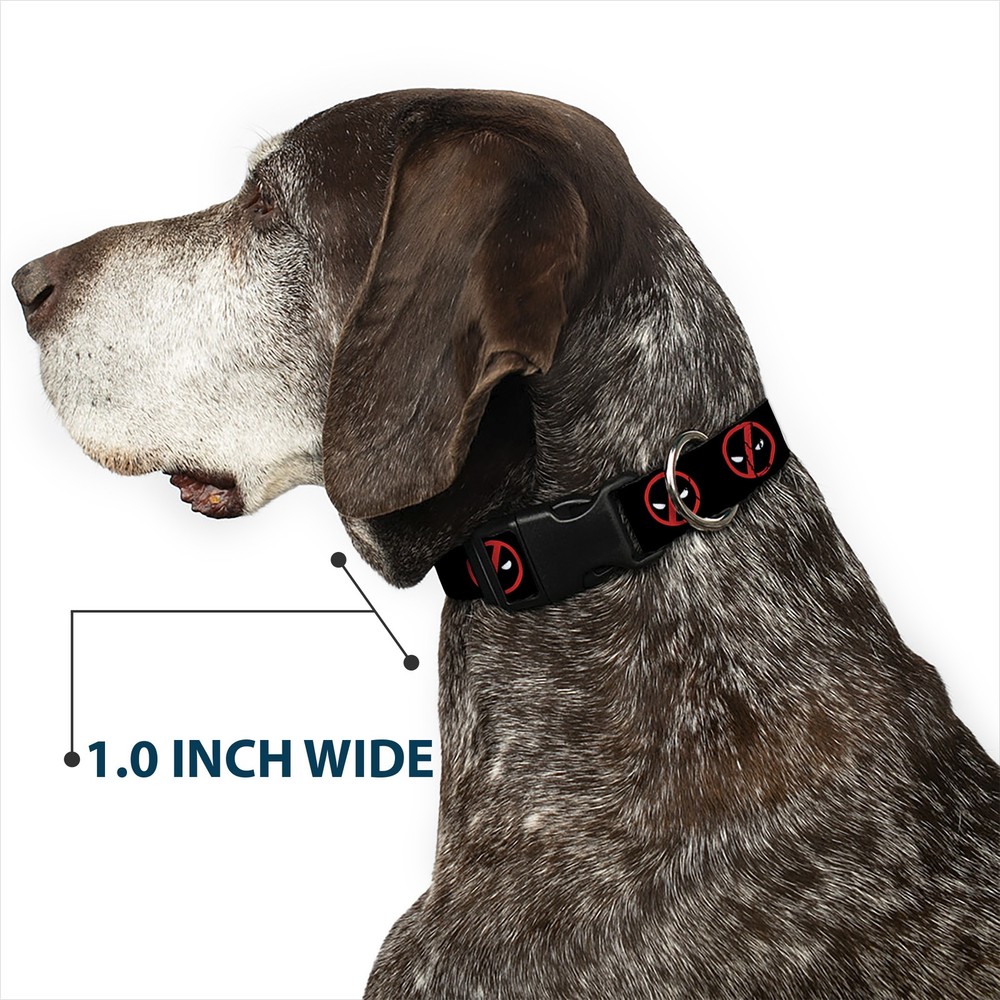 Plastic Clip Collar Deadpool Logo2 Black/Red/White Small 9.5-13"