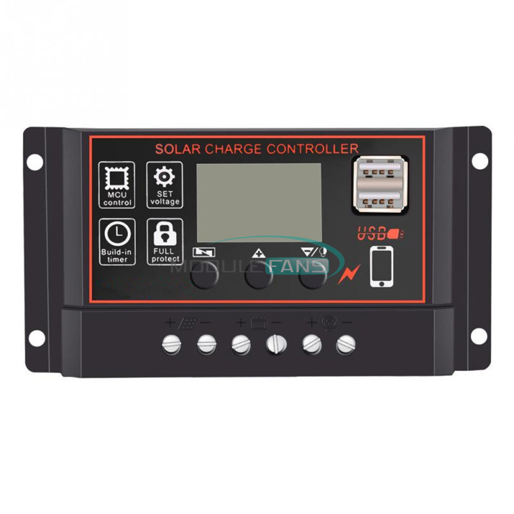 12/24V LCD Solar Charge Controller USB Output Auto Solar Time Controller Panel