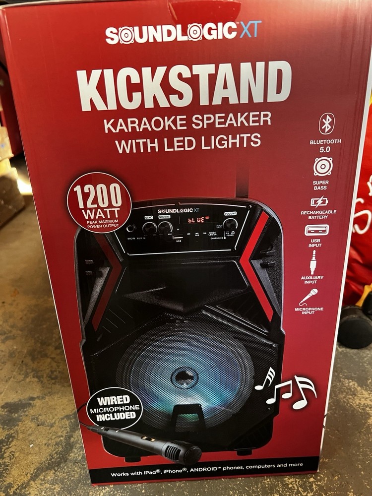 New Portable Karaoke Machine Bluetooth Speaker Soundlogic XT Bluetooth 5 LED
