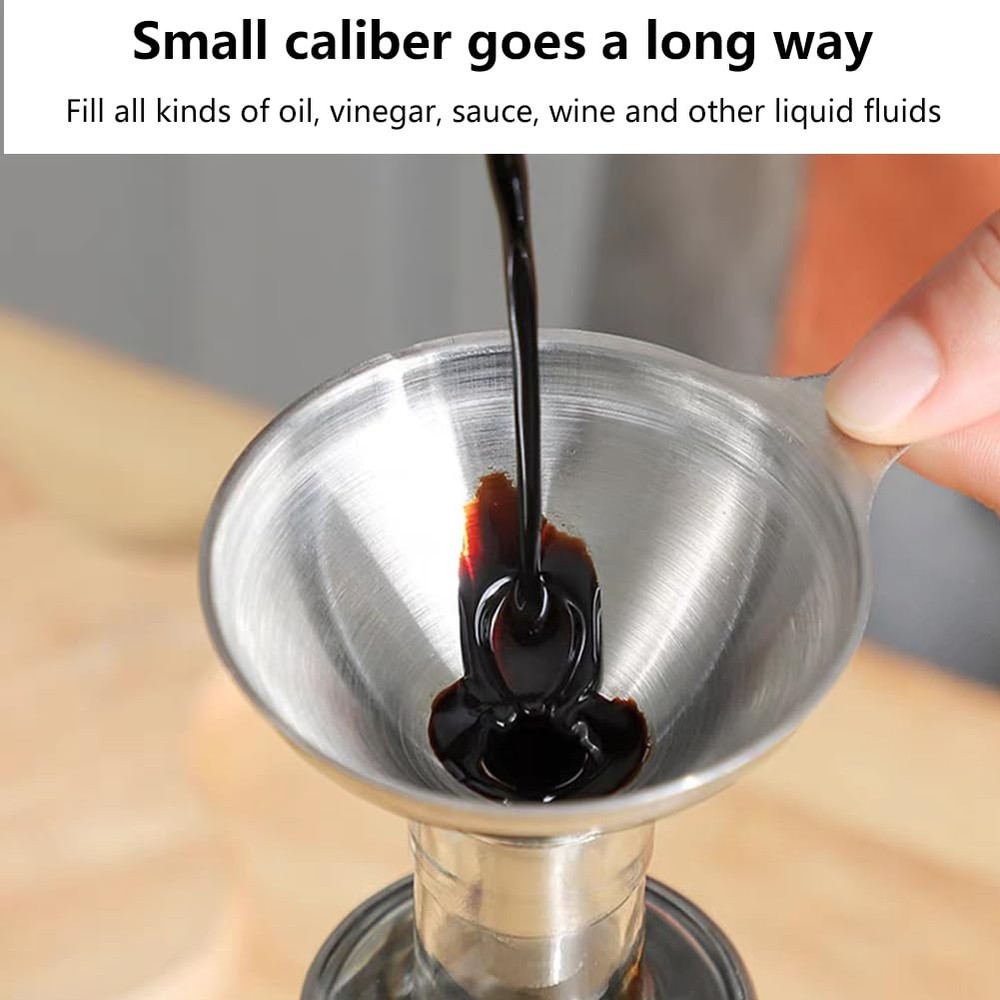 3pcs Stainless Steel Kitchen Funnels Set with Cleaning Brushes