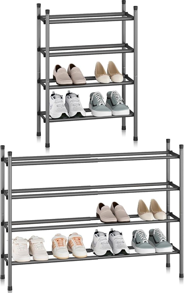 Expandable Shoe Rack 8 Pairs Stackable Small Shoe Rack Metal Adjustable Shoes