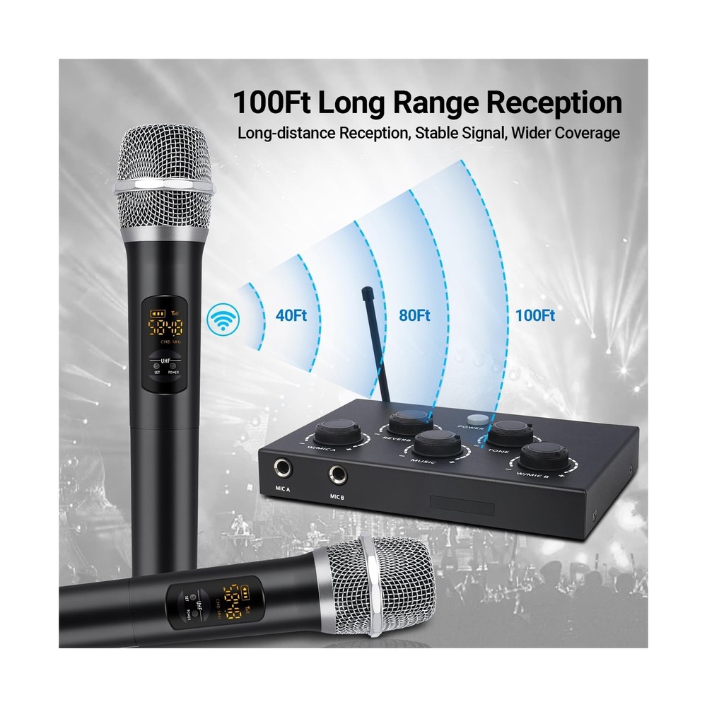 Karaoke Microphone Wireless System, Portable Karaoke Microphone Mixer System ...