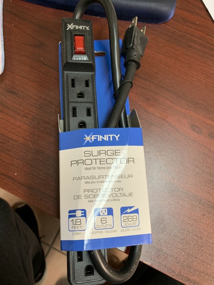 XFINITY Universal 6 Outlets Surge Protector Black New