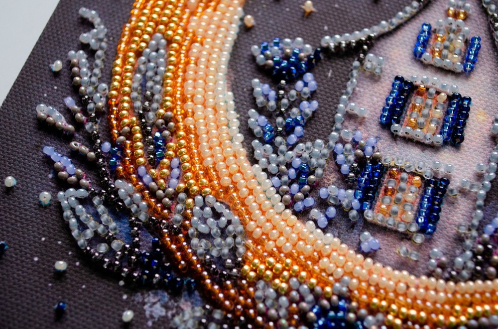 DIY Bead Embroidery Kit Night sky Beaded stitching needlepoint beadwork