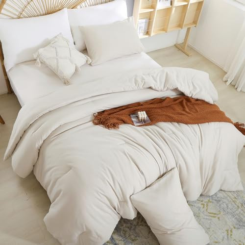 Full Size Comforter Modern Beige 3PCS Microfiber Full Size Comforter Sets for