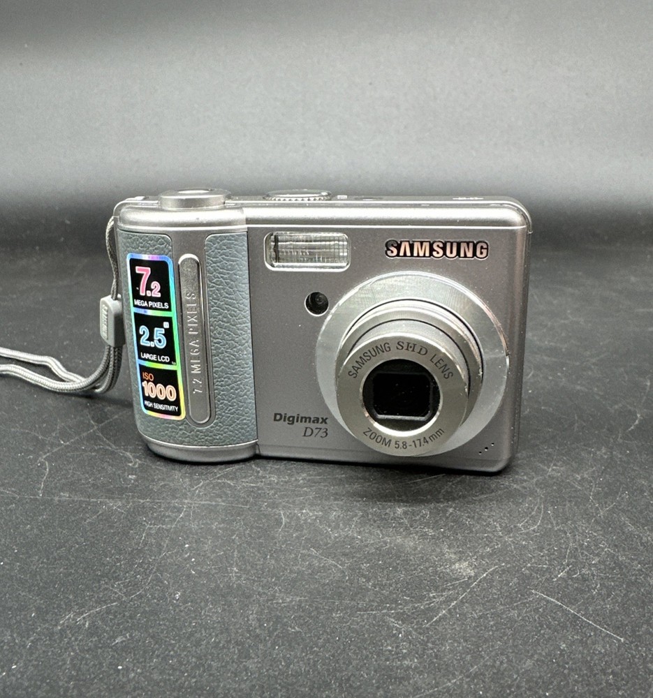 Samsung Digimax D73 7.2MP Digital Compact Camera, Silver - Tested