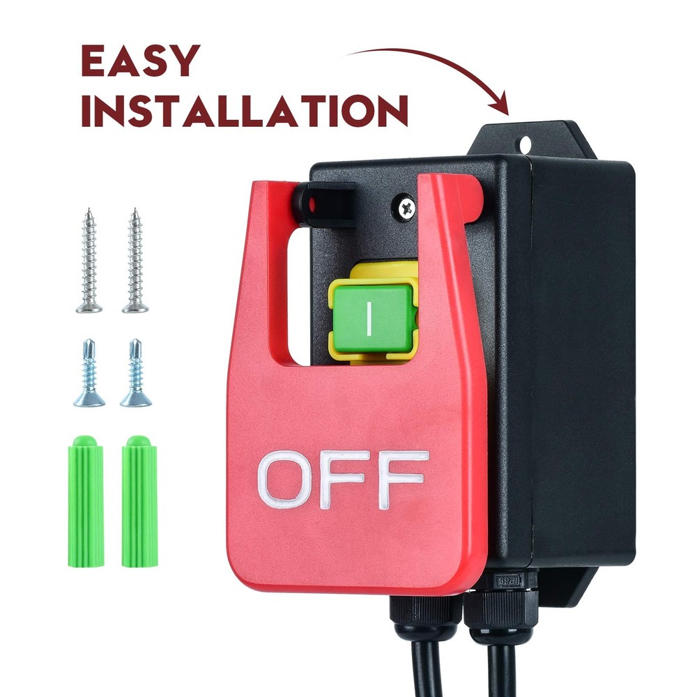 110V Single Phase On/Off Switch, Ortis Router Table Switch with Large Stop Sign