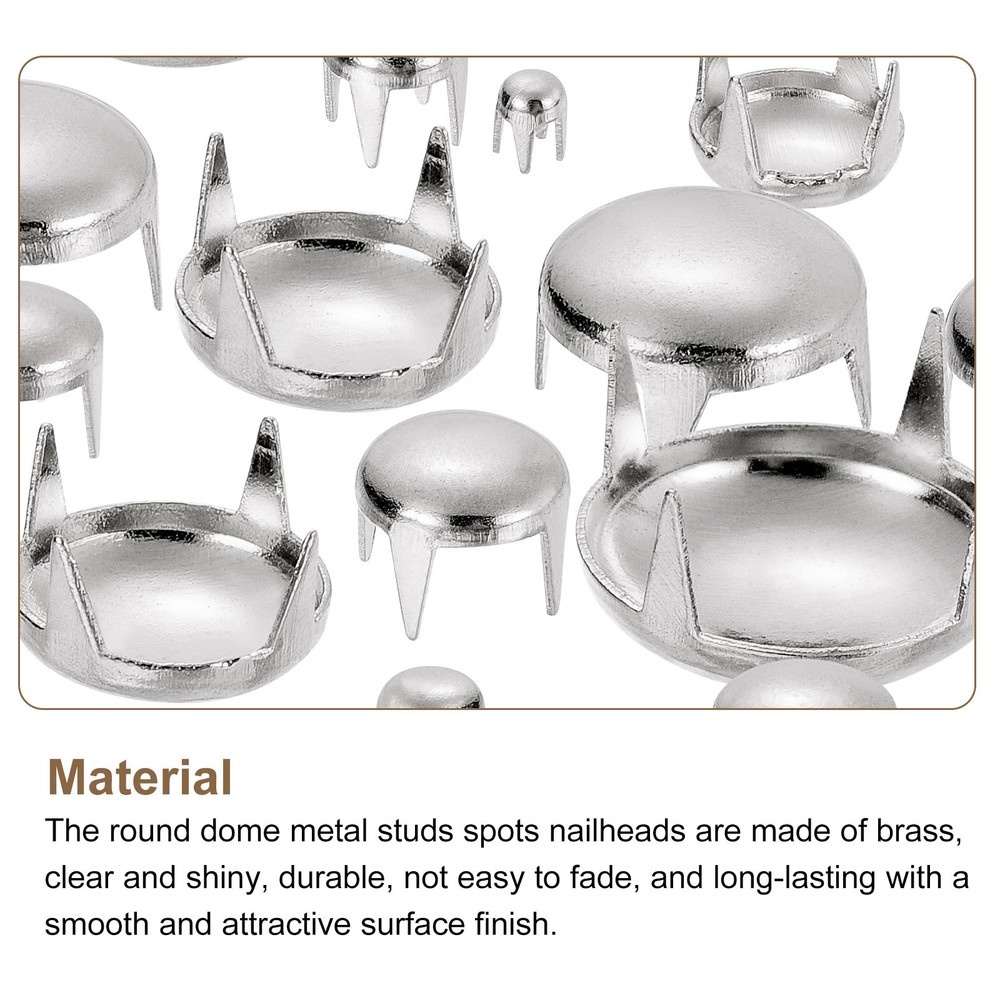 100 x Silver 10 Sizes Round Dome Rivets for DIY Leather Craft