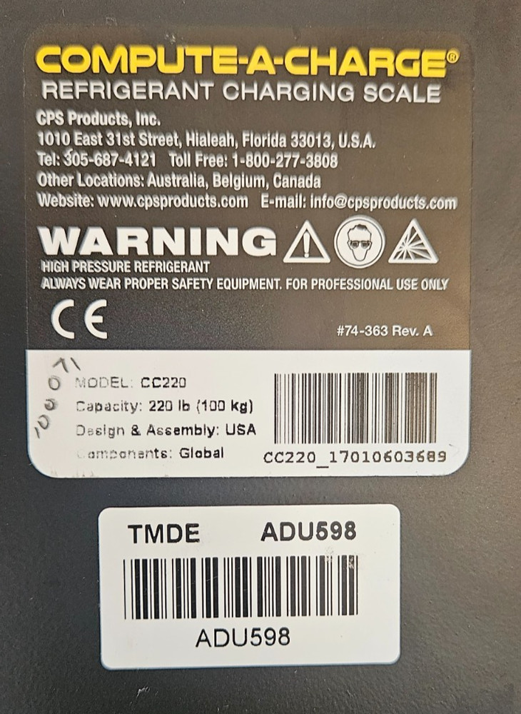 CPS CC220 Compute-A-Charge Refrigerant Charging Scale with Case