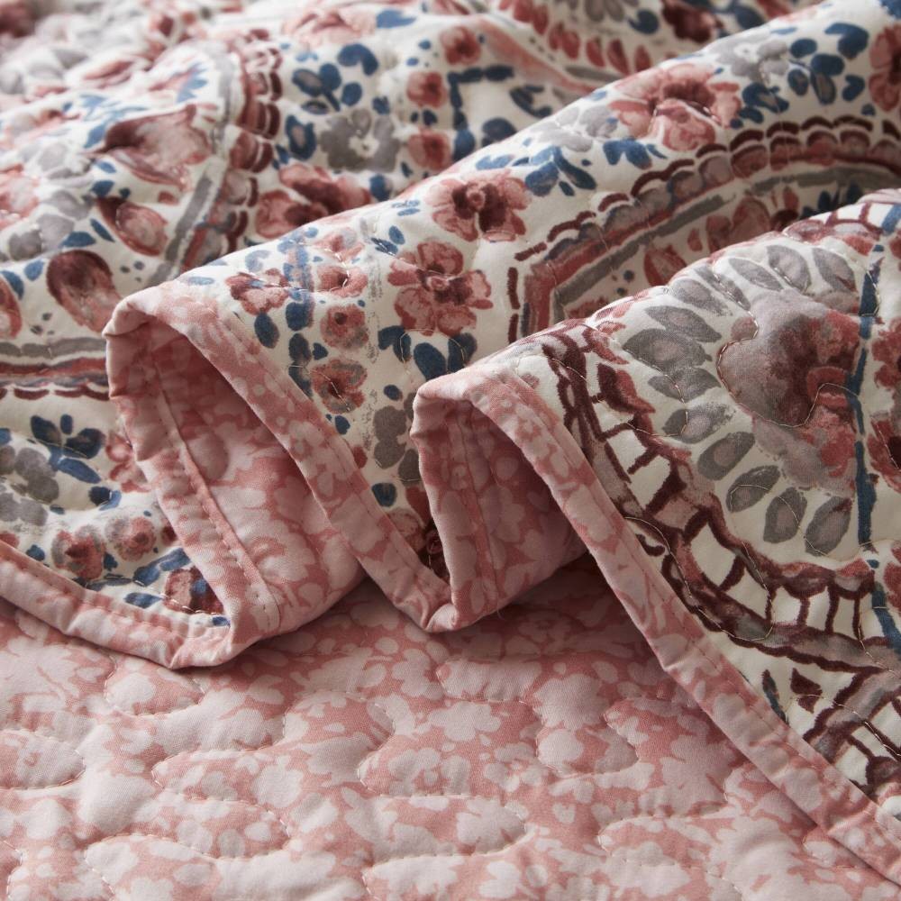 Twin Reversible Quilt Set 2pc Boho Medallion, Soft Polyester Fabric