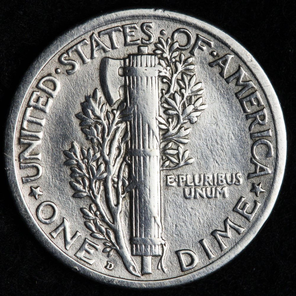 1921-D Mercury Silver Dime XF E282 SQNFA