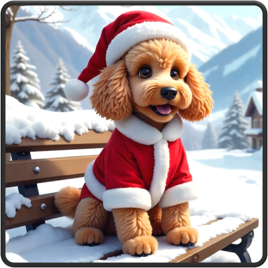 30 Custom Christmas Time Poodle Personalized Address Labels