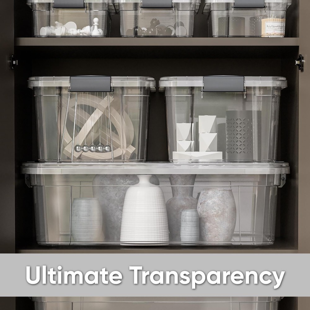 Superio Clear Storage Bins with Lids, 8 Pack- Plastic Storage Boxes - 6.6 Quart