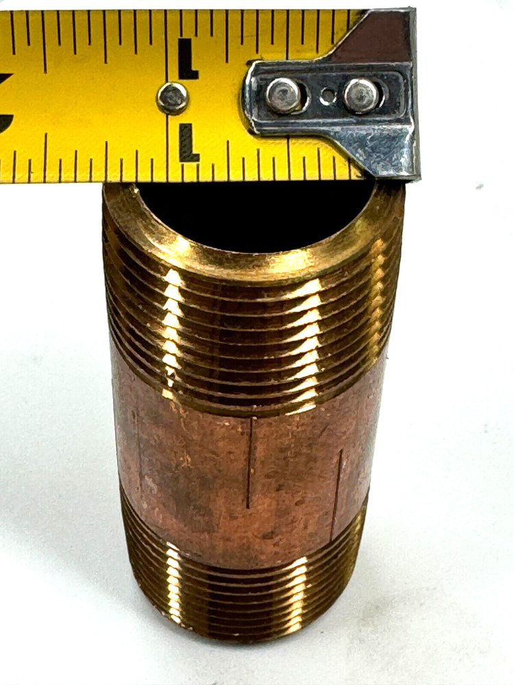 BRASS Nipple 1" Schedule 40 x 3" Long Thread Both End Nipple, Seamless