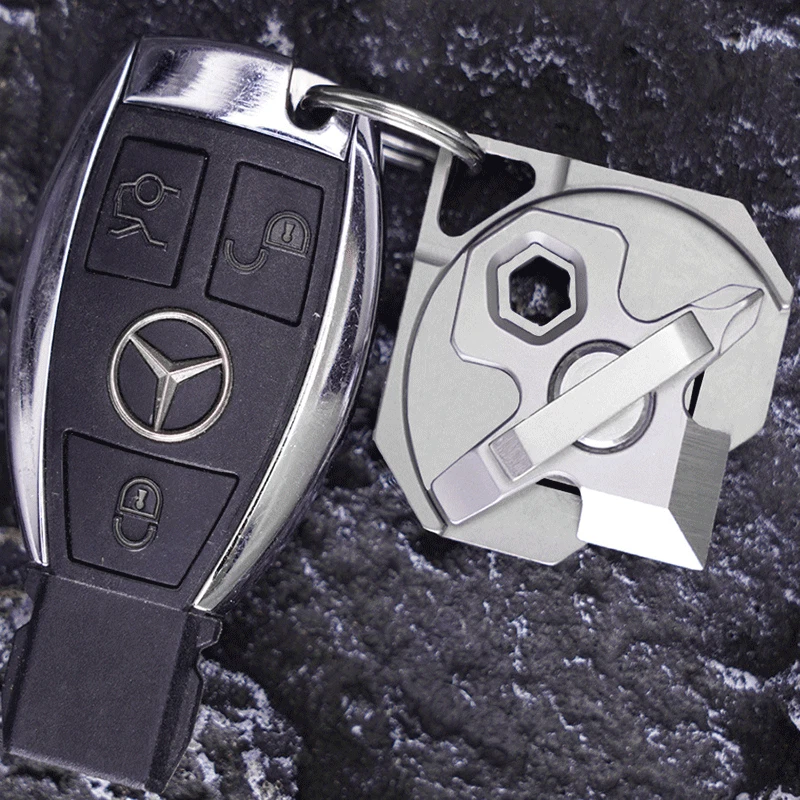 4 IN 1 Titanium Multi Tools Screwdriver Cutter Portable Camping EDC Keychain