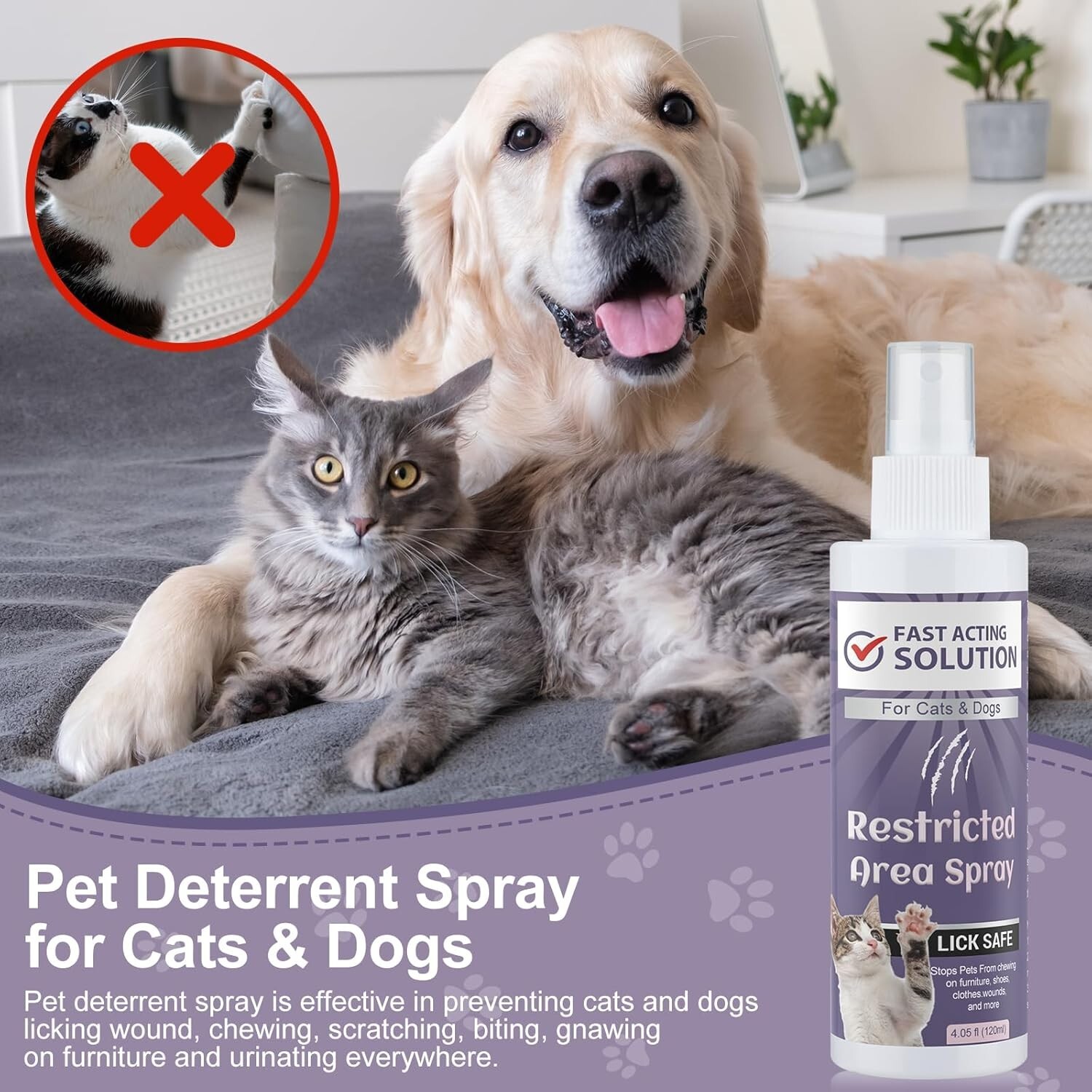 Cat Deterrent Spray Indoor, 120ML Stops Chewing and Licking of Furniture,Bandage