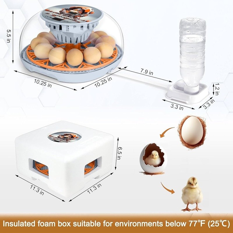 Automatic Egg Incubator 360° View High Hatch Rates Humidity Control Easy Setup