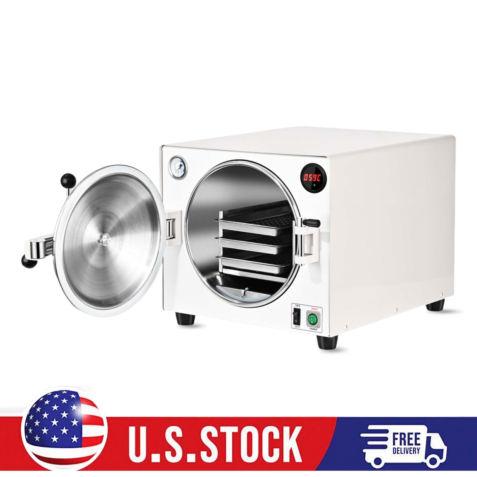 18L Dental Autoclave Steam Sterilizer 273℉ Surgical Medical Sterilization Lab