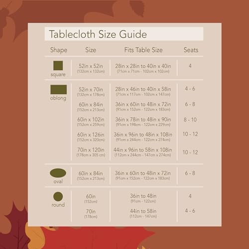 Thanksgiving Tablecloth, (70 x 70" x 120" (Rectangular) Fall Harvest Turkey