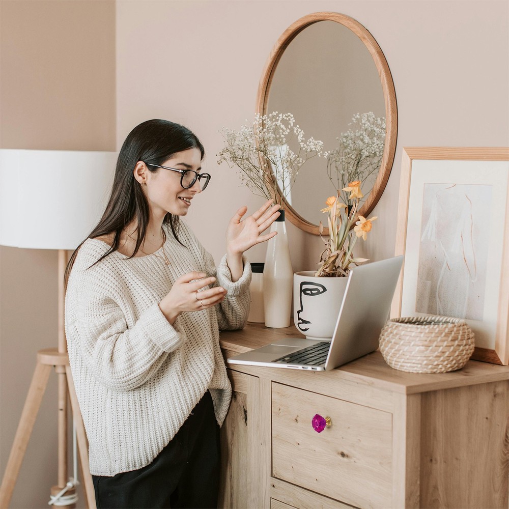 6Pcs Crystal Drawer Knobs 24 mm Dresser Knobs for Cupboard Rose Red/Gold