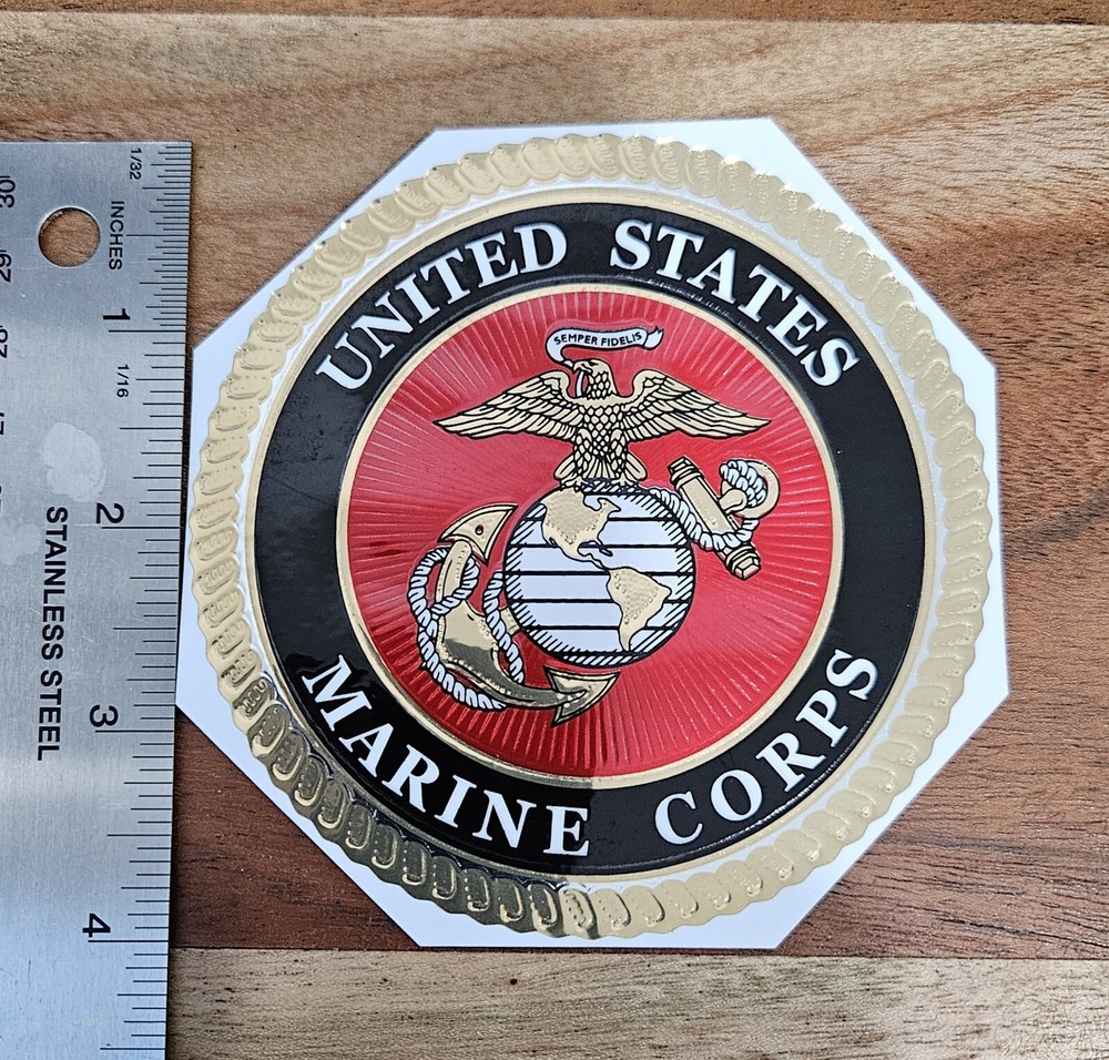 4" Marine Corps Decal Sticker USMC Metalic