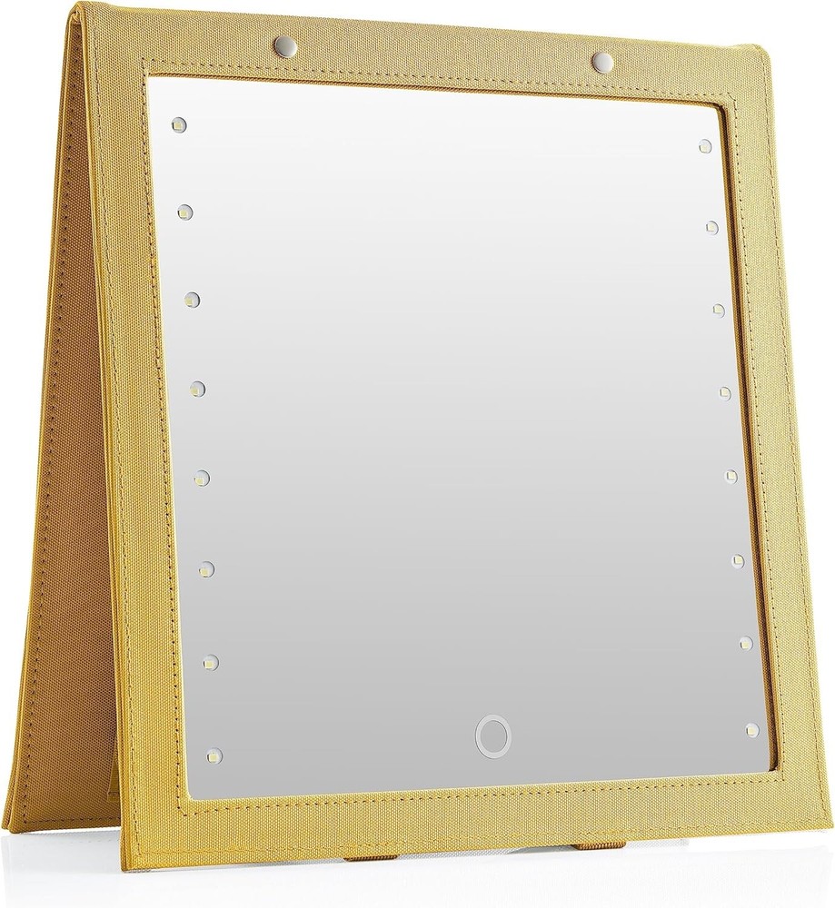 BRUN Adjustable Foldable Wall Mounted Rectangular Mirror, Touch Control, Dimmabl
