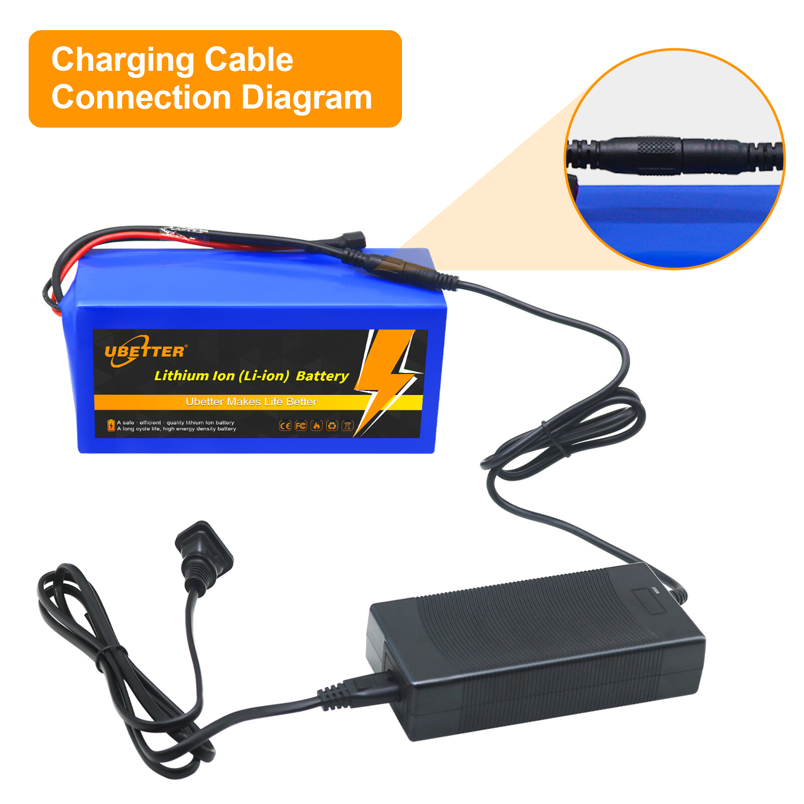 36V 10AH/14AH/20AH Lithium Battery,Built-in 30A BMS for 0-1000W Motor