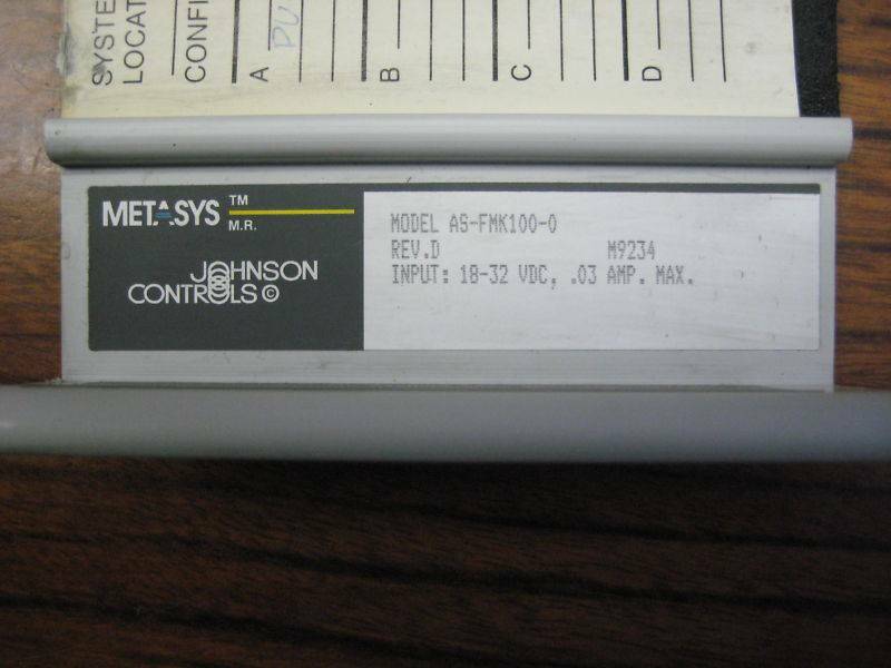 Johnson Controls AS-FMK100-0 MetaSys Function Module ASFMK1000 Meta-Sys