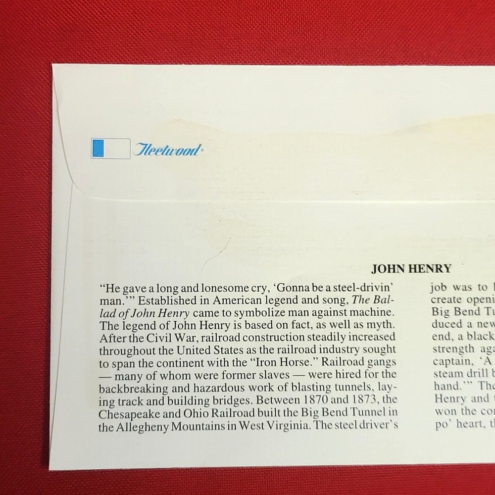 First Day of Issue John Henry Stamp Cache Envelope