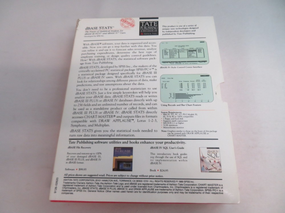 Ashton-Tate Statistical Analysis 5 1/4" Disks