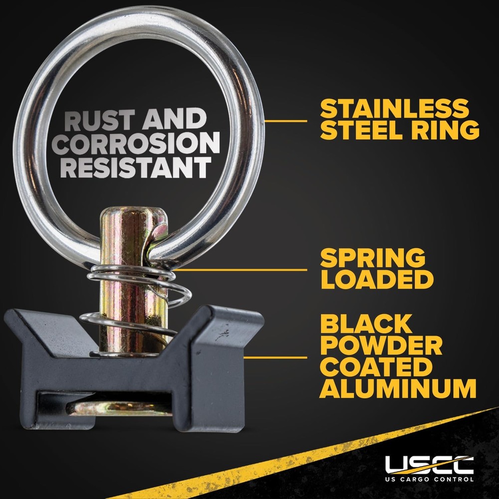 US Cargo Control Single Stud Fitting for L Track (4 Pack) 4 units, Black