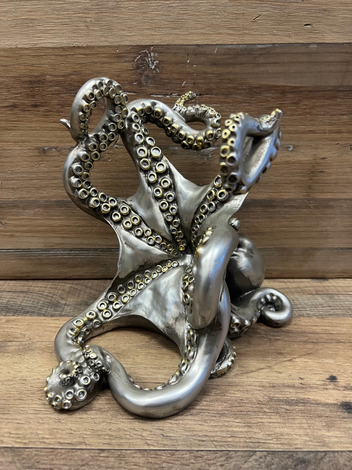 Octopus Silver Resin Wine Holder 8" x 7"
